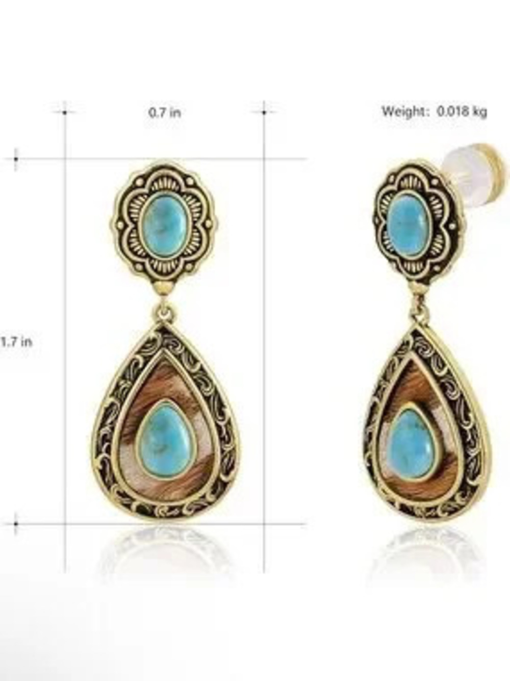 Anthropologie Gold-Tone Teardrop Earrings with Turquoise Accents